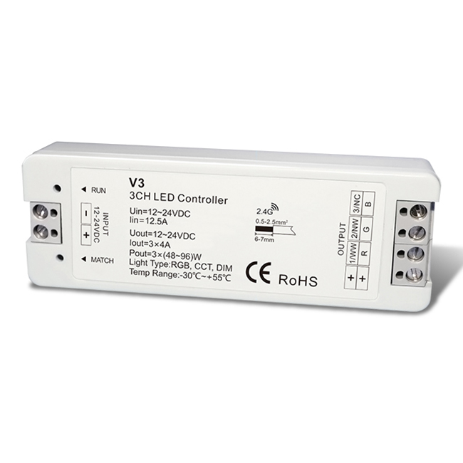 3CH 4A Constant Voltage RF 2.4G Receiver V3 For RGB led strip light